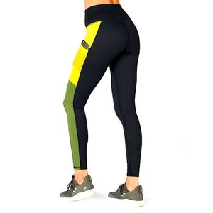 Fabletics Powerhold Black and Neon Leggings